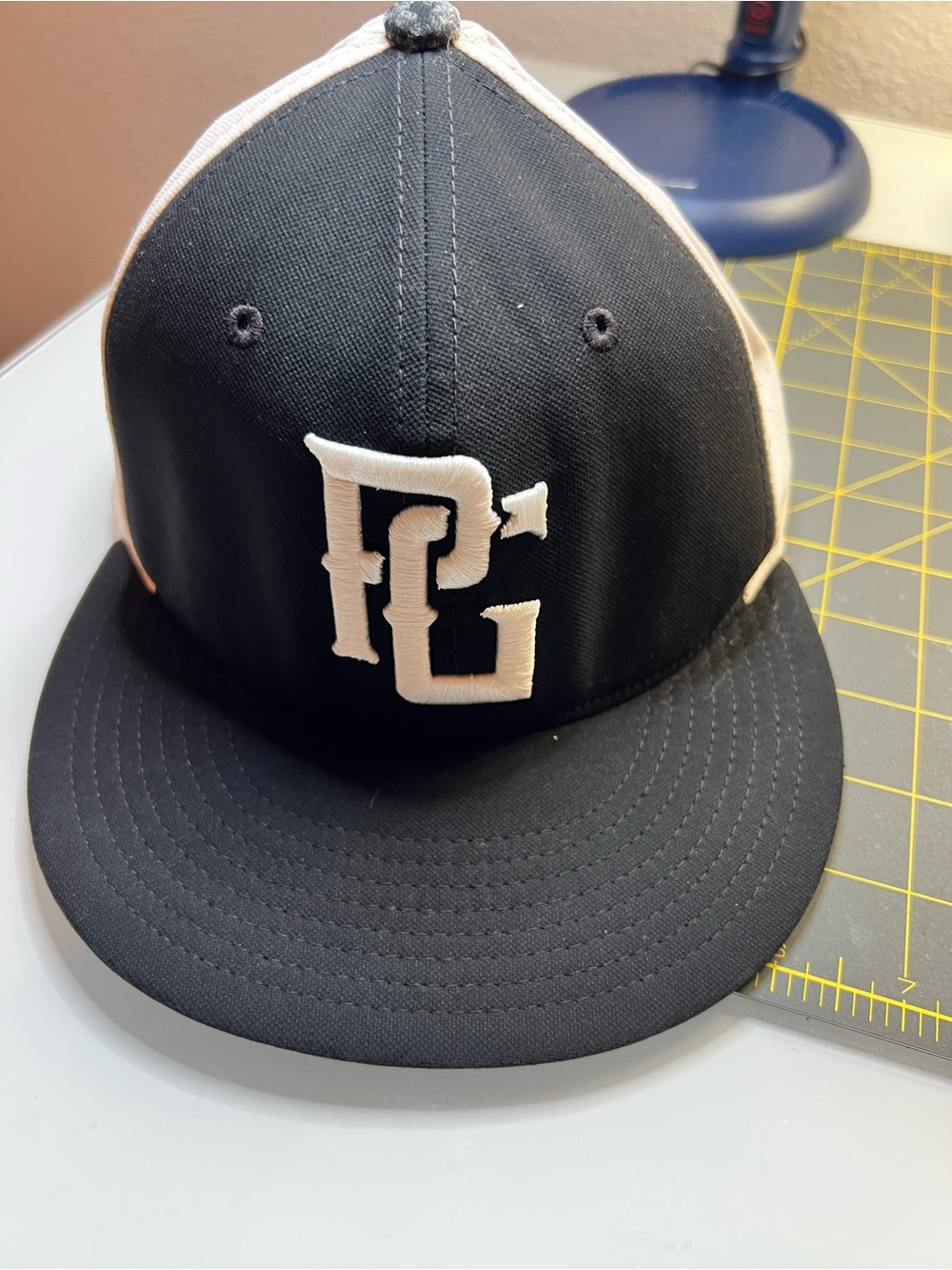 Black and White Baseball Cap with Raised PG Logo